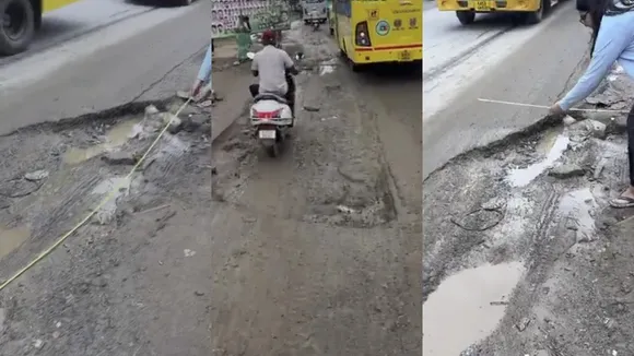 POTHOLE MEASURE-VARTHUR ROAD-BENGALURU