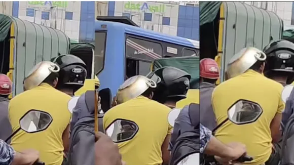 MAN HIDES FROM POLICE USING KITCHEN UTENSIL IN BENGALRU