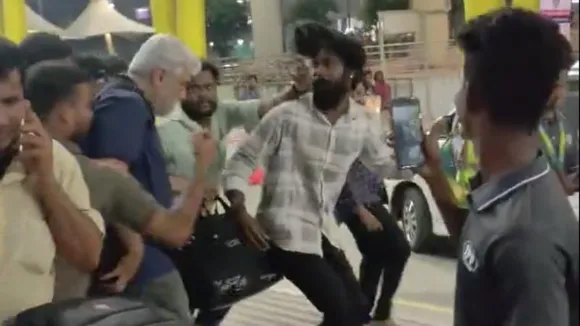 Chennai: Fans swarm around Ajith outside airport