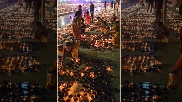 People spotted extracting oil from lamps during Ayodhya Deepotsav