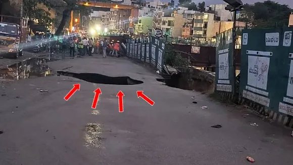 Bengaluru: Rain results in 6-feet deep crater near Namma Metro construction site 