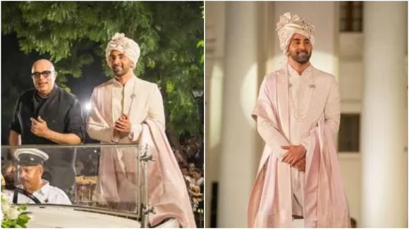 Ranbir Kapoor steals the show as a dashing groom at Delhi fashion event