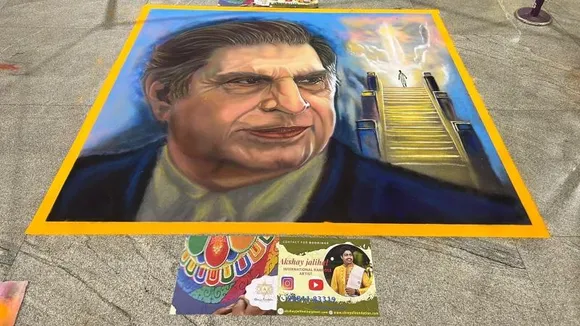 Bengaluru Metro pays tribute to Ratan Tata with rangoli art at Kempegowda Station
