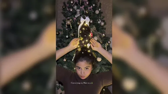 Beauty influencer creates viral Christmas Tree hair transformation