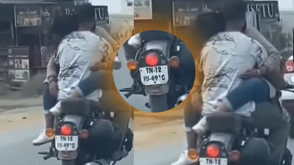 Couple’s bike stunt hugging and kissing on Bengaluru road sparks outrage