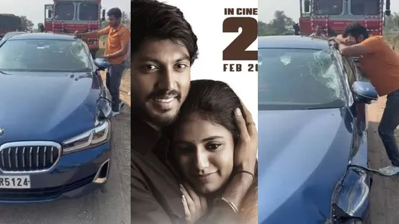 Producer K Manju's son Shreyas meets with accident; his BMW collides with lorry