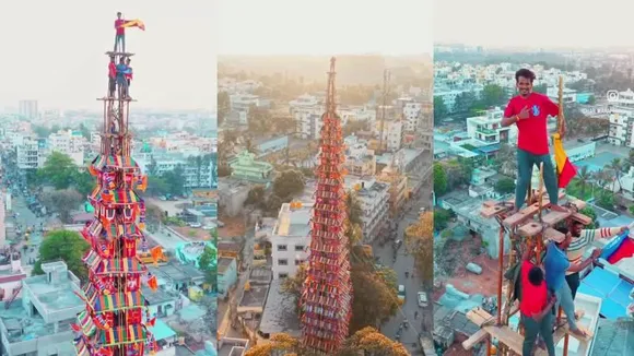 Bengaluru: RCB fans display passion from 100-foot-high chariot tower ahead of IPL opener