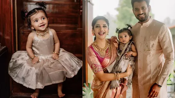 Sandalwood actors Milana Nagaraj and Darling Krishna share adorable photos of baby daughter