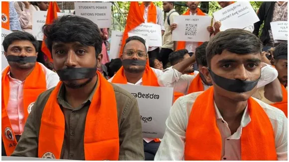 Bengaluru: ABVP stages protest at KEA office over KCET seat blocking allegations