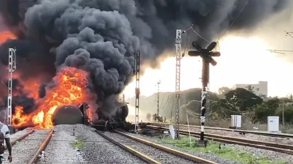 Tamil Nadu: Major fire breaks out in diesel-laden goods train near Tiruvallur, no casualties reported