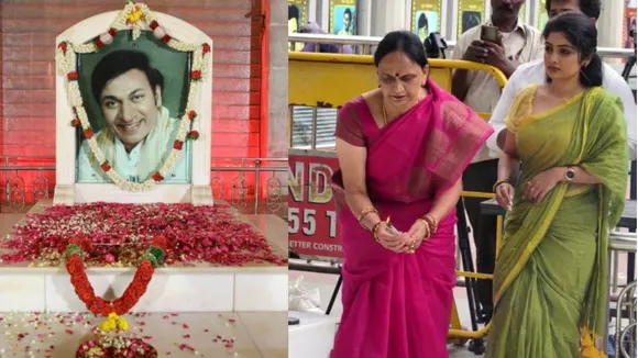 Yash’s mother Pushpa seeks blessings at Dr. Rajkumar’s memorial for her debut film ‘Kothalavadi’