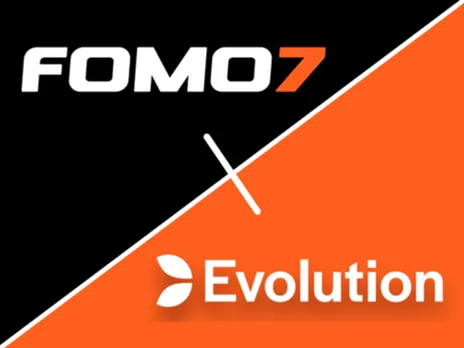 FOMO7 and Evolution logos split diagonally with white X