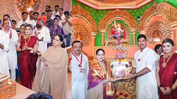 Jaya Kishori Performs Pran Pratishtha at Shrimant Bhausaheb Rangari Ganpati