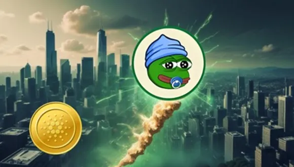 Graphic showing Little Pepe (LILPEPE) presale success and Cardano (ADA) price action trends in 2025.