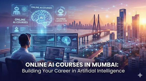 Students attending an online AI course in Mumbai working on machine learning and deep learning projects on laptops
