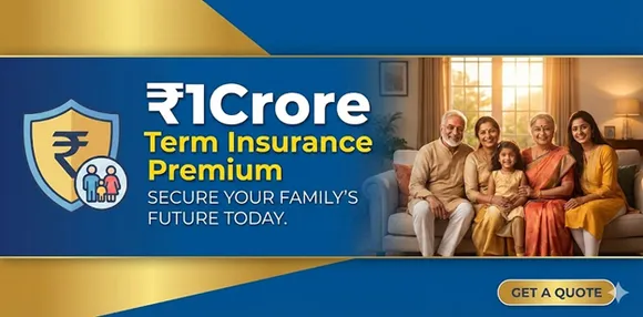 Term insurance premium calculator showing ₹1 Crore policy costs by age, health and riders