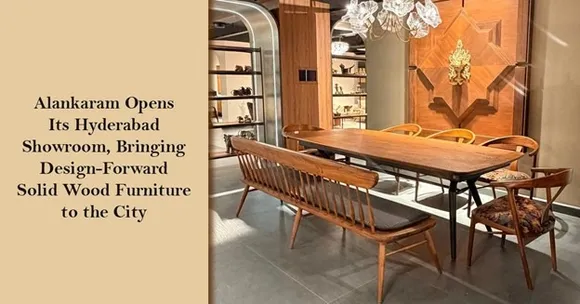 Alankaram's expansive 3-floor Hyderabad showroom displaying solid teakwood dining, living and bedroom furniture in immersive lifestyle settings
