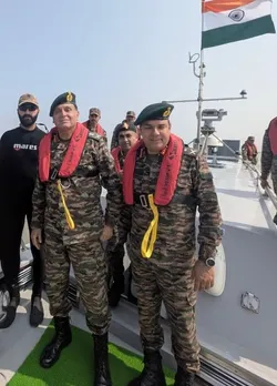 Lt Gen Dhiraj Seth PVSM UYSM AVSM reviewing operations with Southern Command officers at Bhuj Military Station Gujarat