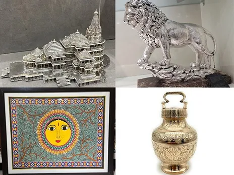 Ram Temple replica, Hand-etched silver lion, Madhubani painting and Kalash with sacred Sarayu water shared by PM Modi as cultural gifts (Photo/ANI)