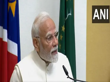 PM Modi addressing the Parliament of Namibia (Photo/ANI DD)