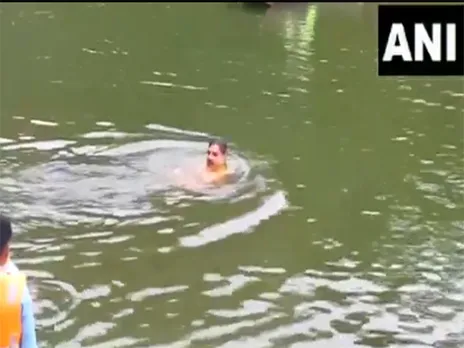 MP CM Mohan Yadav takes holy dip in Shipra river. (Photo/ANI)