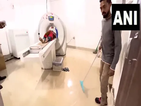 Rain water in CT Scan and MRI Machines' rooms in Odisha (Photo/ANI)
