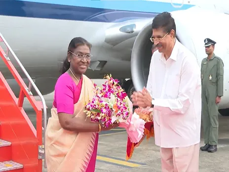 President Murmu at the Bhubaneswar airport (Photo/ANI)