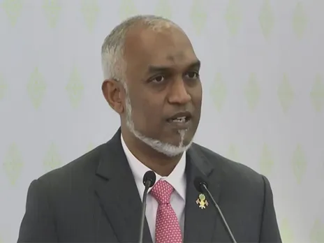 Maldivian President Mohamed Muizzu addresses an official banquet in Malé, lauding Prime Minister Narendra Modi and reaffirming the Maldives' close partnership with India (Photo/ANI)