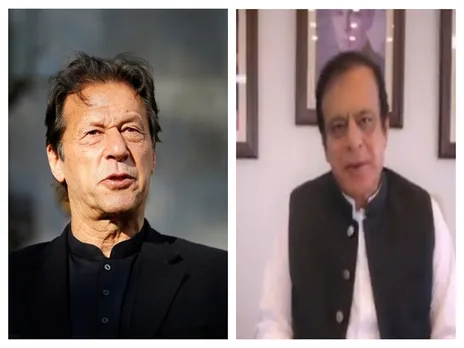 PTI founder Imran Khan (left) and party leader Shibli Faraz (right) (Image Credit: X/@shiblifaraz)