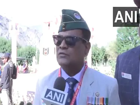 Air Force Veteran Trilok reflects on Kargil War at 26th Vijay Diwas in Dras. (PhotoANI)