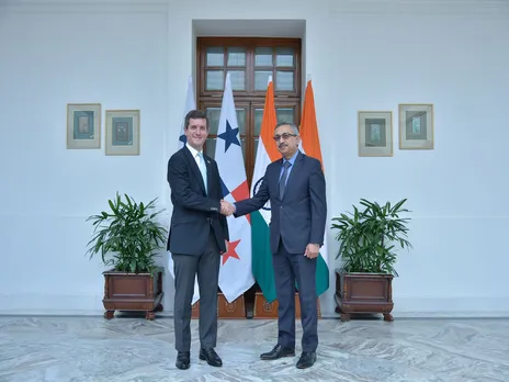 Vice Minister of Foreign Affairs of Panama, Carlos Arturo Hoyos, met Secretary (West) Tanmaya Lal in New Delhi on Thursday. (Photo: Randhir Jaiswal/X)