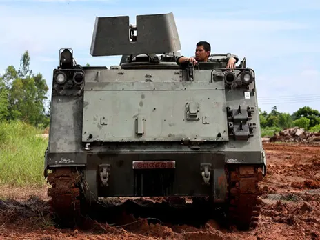 A Thai soldier sits inside an Armoured Personnel Carrier (APC) near the Thailand-Cambodia border in Sisaket province, Thailand (File Photo/Reuters)