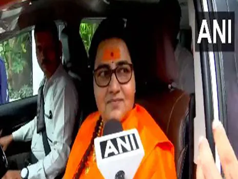 Former MP Pragya Thakur reacts after NIA court acquits all accused in the 2008 Malegaon blast case(Photo/ANI)