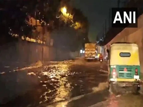 Waterlogging at Panchkuian Marg after heavy rain (Photo/ANI)