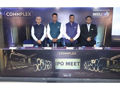 From left to right CA Nikhil Shah - Beeline Capital Advisors, Anish Patel - Managing Director, Rahul Dhyani - Joint Managing Director, Mr Pujan Thakkar - CFO - at Connplex Cinemas Limited