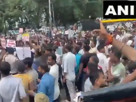 Visual of students protesting in Patna (Photo/ANI)