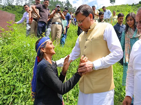 Uttarakhand CM Dhami meets affected citizens during a visit to a disaster relief camps. (Photo/@pushkardhami)