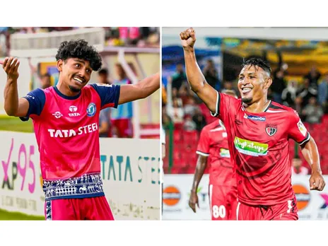 Jamshed FC and NorthEast United FC player celebrating after scoring a goal (Photo: ISL)