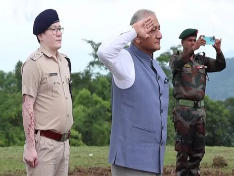 Mizoram Governor General (retd) Vijay Kumar Singh visits Lunglei (Photo/ANI)