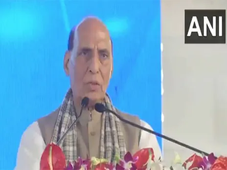 Defence Minister Rajnath Singh in Madhya Pradesh's Raisen (Photo/ANI)