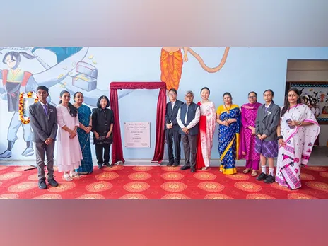 The unveiling of India and Japan children’s mural project by Hokuto Kaya, Consulate-General of Japan in Bengaluru at Ekya School, Byrathi