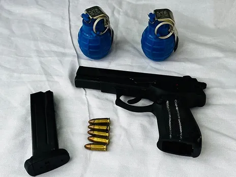 Recovered grenades and pistol (Photo/ Punjab Police)