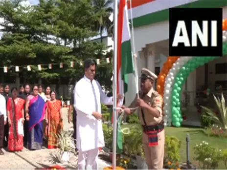 Tripura CM Saha hoists tricolour flag (Photo/ANI)