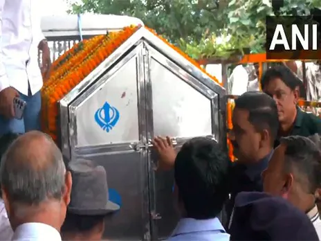 Mortal remains of Jharkhand Education Minister Ramdas Soren  (Photo/ANI)