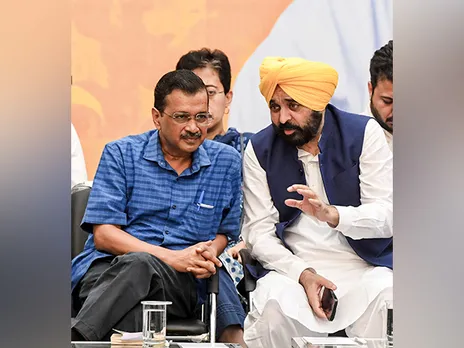 AAP convenor Arvind Kejriwal and Punjab CM Bhagwant Mann (Photo/ANI)