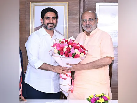 Andhra Pradesh IT Minister Nara Lokesh meets NDA VP Candidate CP Radhakrishnan (Photo: @naralokesh/X)
