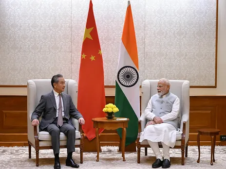 Prime Minister Narendra Modi with Chinese Foreign Minister Wang Yi (Photo/X@China_Amb_India)