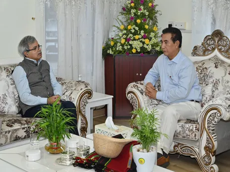 Chairman Railway Board & CEO Satish Kumar met Mizoram CM Lalduhoma (Photo/ANI)