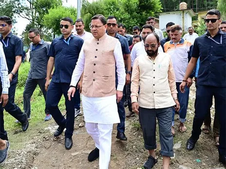 Uttarakhand CM Dhami visits the disaster-affected areas of ​​Tharali (Photo/ANI)