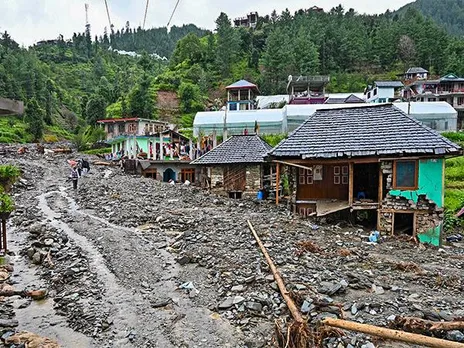 Visual of damage following floods in Himachal Pradesh (Photo: ANI)